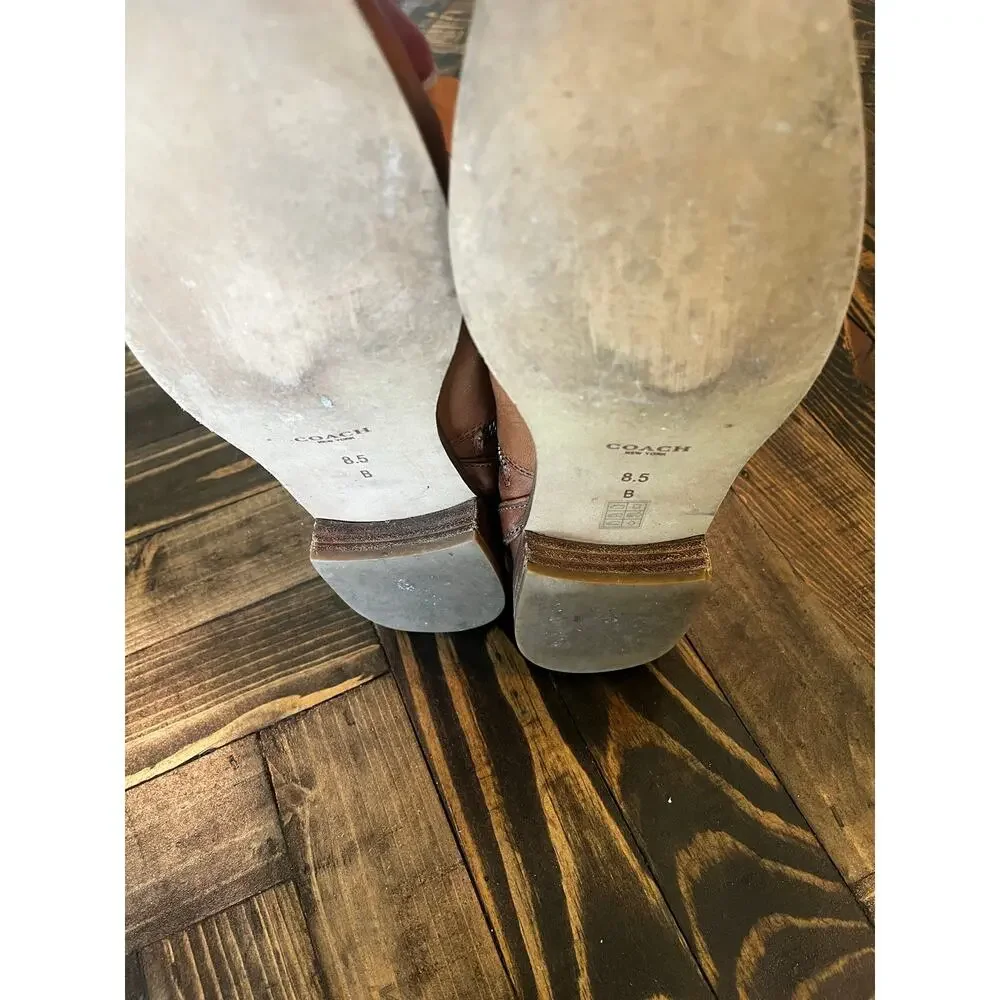 COACH MICHA CALF Women 8.5 CHESTNUT BROWN RIDING KNEE BOOTS LEATHER Preppy Fall